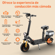 HONEYWHALE H3 monopatín eléctrico plegable Negro Aluminio con Asiento, Baúl Trasero y LED - Image 2