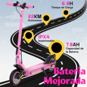 HONEYWHALE S2 MAX Patinete Plegable Rosa Aluminio Bluetooth LED Freno de Disco 120kg - Image 3