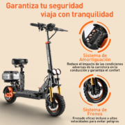 HONEYWHALE H3 monopatín eléctrico plegable Negro Aluminio con Asiento, Baúl Trasero y LED - Image 3