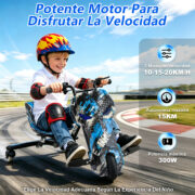 Honeywhale 007C Triciclo Eléctrico Infantil 300W - Bluetooth, Luces LED, 3 Velocidades y Giro 360 Grados - Imagem 3
