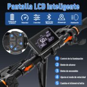 HONEYWHALE T4A Patinete Eléctrico Plegable Negro 750W 48V 10Ah Bluetooth LED Freno de Disco - Image 4