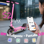 HONEYWHALE S2 MAX Patinete Plegable Rosa Aluminio Bluetooth LED Freno de Disco 120kg - Image 4