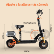 HONEYWHALE H3 monopatín eléctrico plegable Negro Aluminio con Asiento, Baúl Trasero y LED - Image 5
