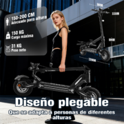 HONEYWHALE G3 Pro Patinete Eléctrico Plegable Negro 48V 1640W con Ruedas 12" y Luz LED - Image 7