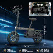 Honeywhale B20 Bicicleta Eléctrica Plegable Motor 350W 36V 7.8AH Neumático 14" Freno de Disco - Image 7