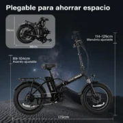 Honeywhale F6 Bicicleta Eléctrica Plegable Fat Bike Llanta 20" Motor 790W Batería 48V 10.4Ah - Image 3