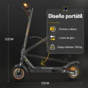 HONEYWHALE M2 MAX-B Patinete Eléctrico Plegable Negro/Naranja 36V 500W con Bluetooth, Luz LED y Freno de Disco - Image 7