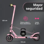 HONEYWHALE M2 Max Patinete Eléctrico Plegable Rosa en Aluminio con Bluetooth, Luz LED y Suspensión doble - Image 5