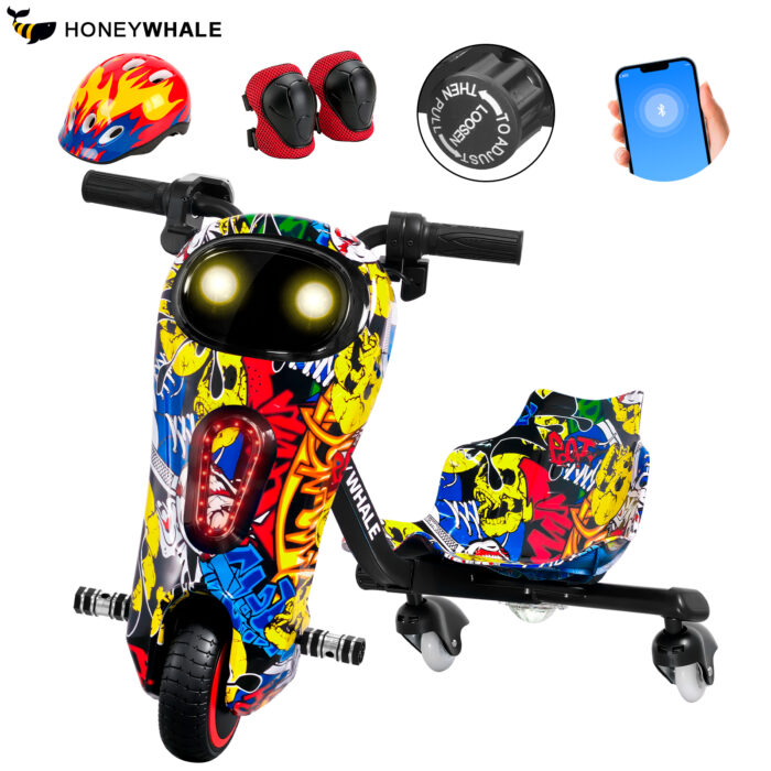 Honeywhale 008P Triciclo Elétrico Infantil 240W - Bluetooth, Luzes LED, 3 Velocidades e Giro 360°