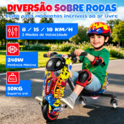 Honeywhale 008P Triciclo Elétrico Infantil 240W - Bluetooth, Luzes LED, 3 Velocidades e Giro 360° - Imagem 2