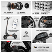 HONEYWHALE F50 Patinete Eléctrico 800W - Batería 48V 15Ah, Hasta 45 km/h, Autonomía 50 km, Ruedas 10" Tubeless y Control por App - Imagem 2