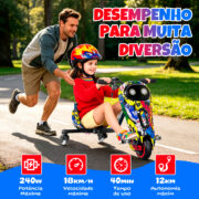 Honeywhale 008P Triciclo Elétrico Infantil 240W - Bluetooth, Luzes LED, 3 Velocidades e Giro 360° - Imagem 4