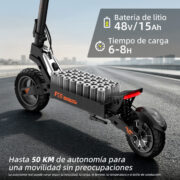 HONEYWHALE F50 Patinete Eléctrico 800W - Batería 48V 15Ah, Hasta 45 km/h, Autonomía 50 km, Ruedas 10" Tubeless y Control por App - Image 4