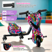 Honeywhale 008V Triciclo Eléctrico Infantil 240W - Bluetooth, Luces LED, 3 Velocidades y Giro 360 Grados - Imagen 7