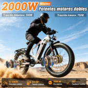 HONEYWHALE BK07 Bicicleta Eléctrica 2000W 48V 20Ah Fat Bike 26" - Image 2
